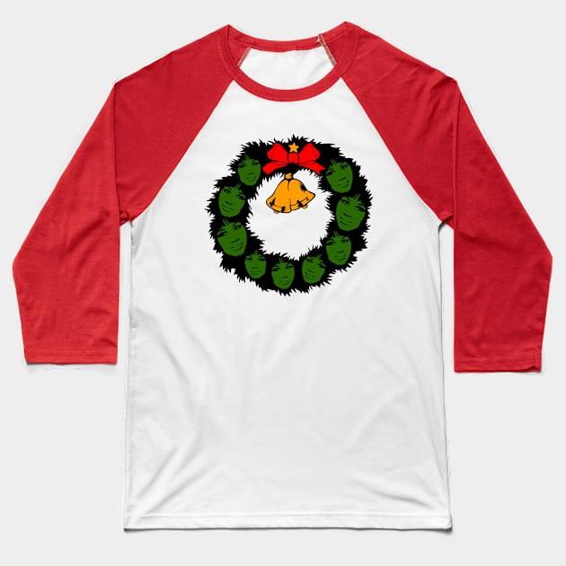 Christmas a-WREATH-a Franklin Baseball T-Shirt by Capricornus Graphics